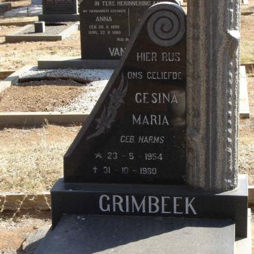 GRIMBEEK Gesina Maria nee HARMS 1954-1980