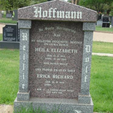 1HOFFMANN Erick Richard 1946-  &amp; Heila Elizabeth 1944-2002