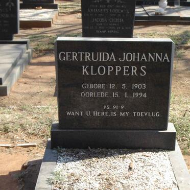 KLOPPERS Gertruida Johanna 1903-1994