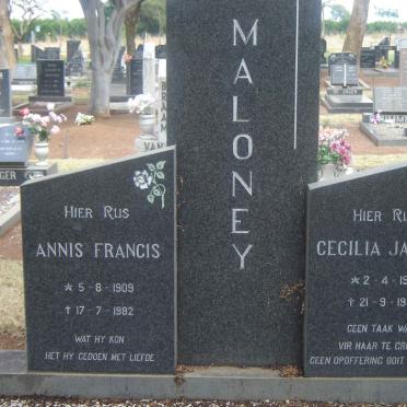 MALONEY Annis Francis 1909-1982 &amp; Cecilia Jacoba 1912-1985