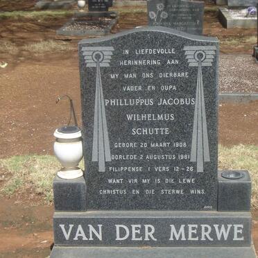 MERWE Philluppus Jacobus Wilhelmus Schuttte, van der 1908-1981