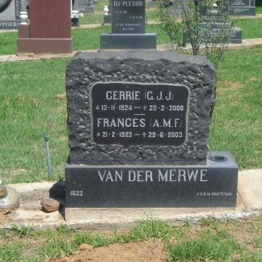 MERWE G.J.J. 1924-2000 &amp; A.M.F. 1923-2003