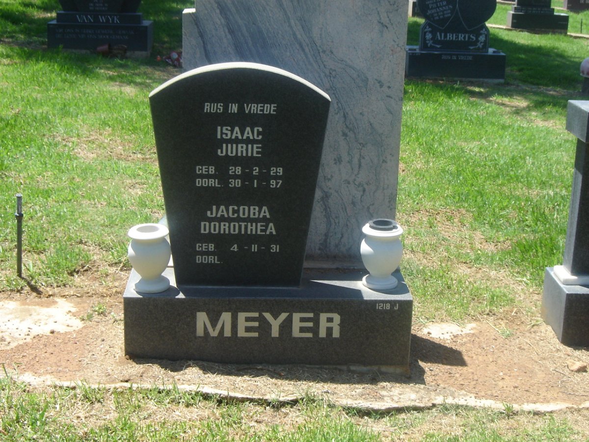 MEYER Isaac Jurie 1929-1997 &amp; Jacoba Dorothea 1931-