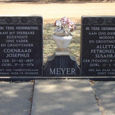 MEYER Coenraad Josephus 1897-1974 & Alletta Petronella Susahra FOUCHE 1899-1980
