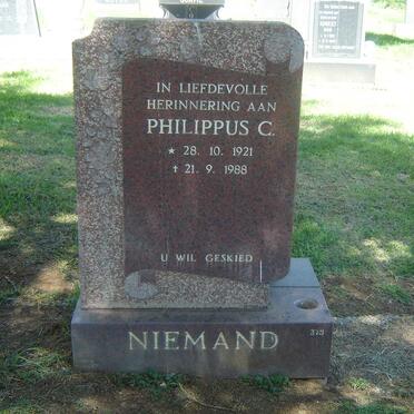NIEMAND Philippus C. 1921-1988
