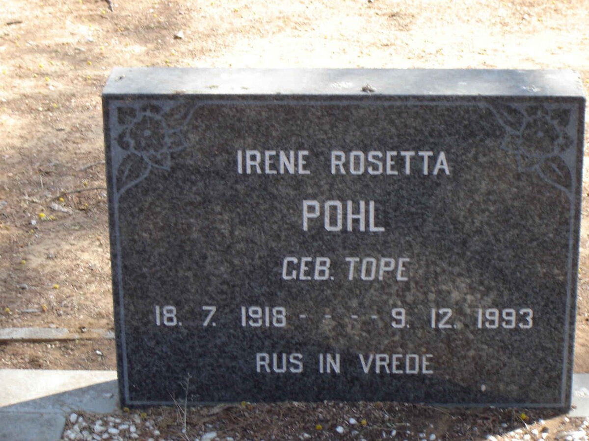 POHL Irene Rosetta nee TOPE 1918-1993