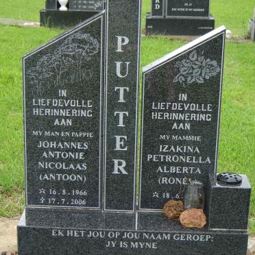 PUTTER Johannes Antonie Nicolaas 1966-2006 &amp; Izakina Petronella Alberta ?