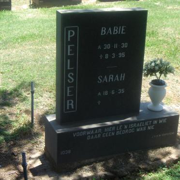 PELSER Babie 1930-1995 :: PELSER Sarah 1935-