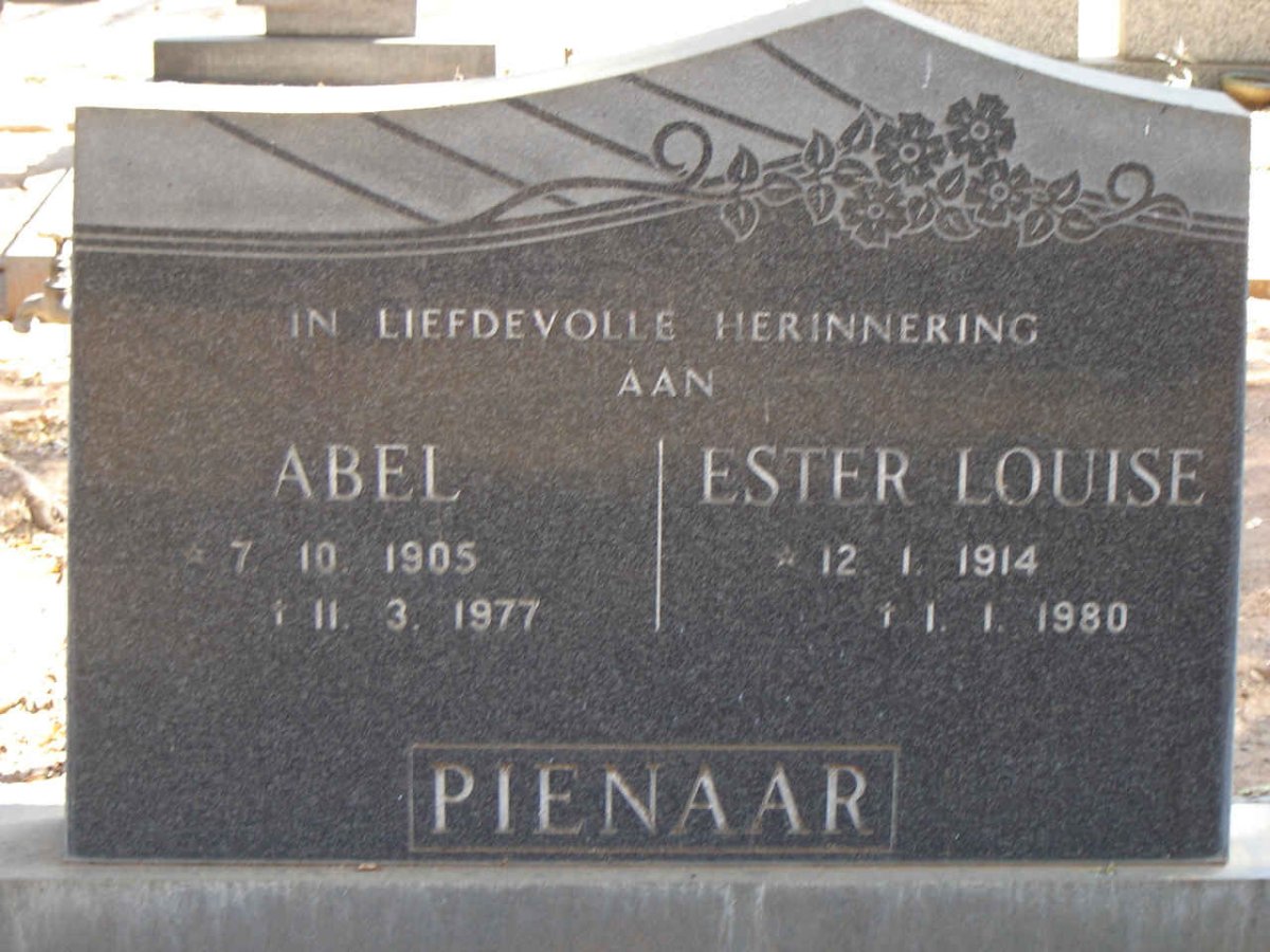 PIENAAR Abel 1905-1977 & Ester Louise 1914-1980