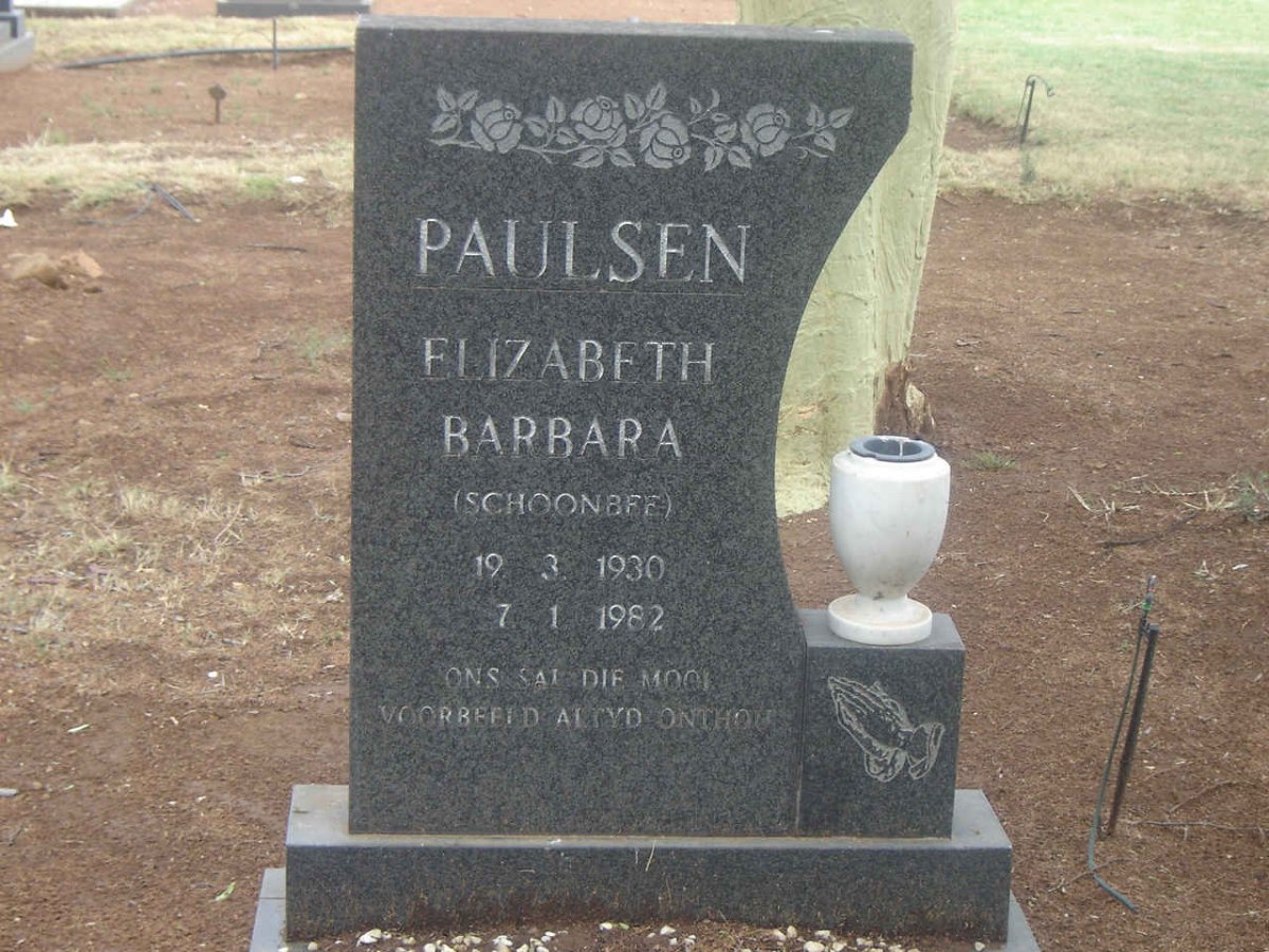PAULSEN Elizabeth Barbara nee SCHOONBEE 1930-1982