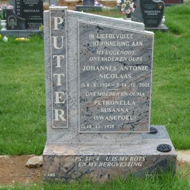 PUTTER Johannes Antonie Nicolaas 1924-2005 &amp; Petronella Susanna SWANEPOEL 1929-