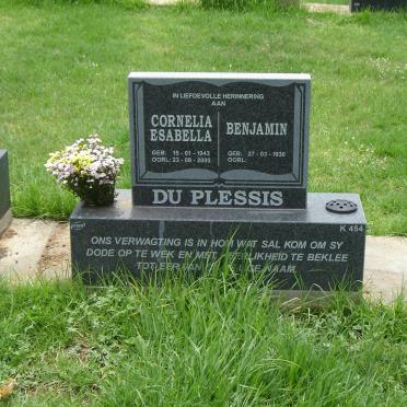 PLESSIS Benjamin, du 1936-  &amp; Cornelia Esabella 1943-2005