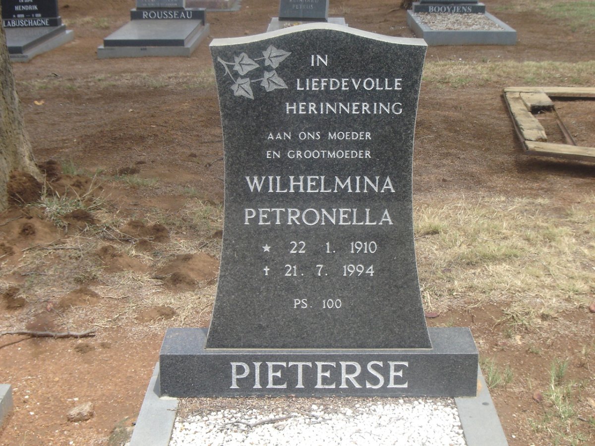 PIETERSE Wilhelmina Petronella 1910-1994