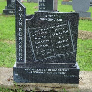 RENSBURG Willem Cornelis, J. van 1922-2006 &amp; Elizabeth J.J. 1929-