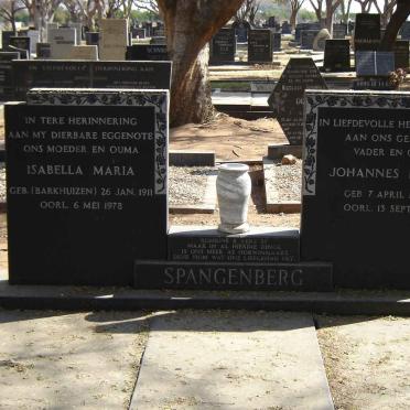 SPANGENBERG Johannes Petrus 1908-1978 & Isabella Maria BARKHUIZEN 1911-1978