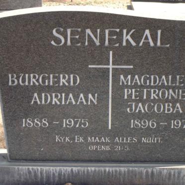 SENEKAL Burgerd Adriaan 1888-1975 & Magdalena Petronella Jacoba 1896-1970
