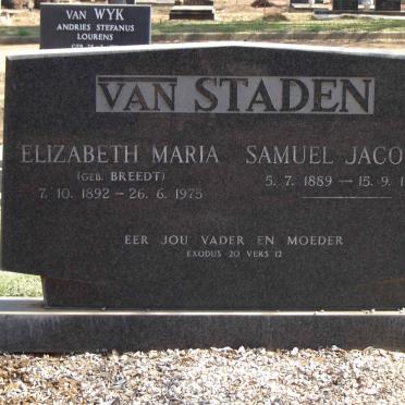 STADEN Samuel Jacobus, van 1889-1975 & Elizabeth Maria BREEDT 1892-1975