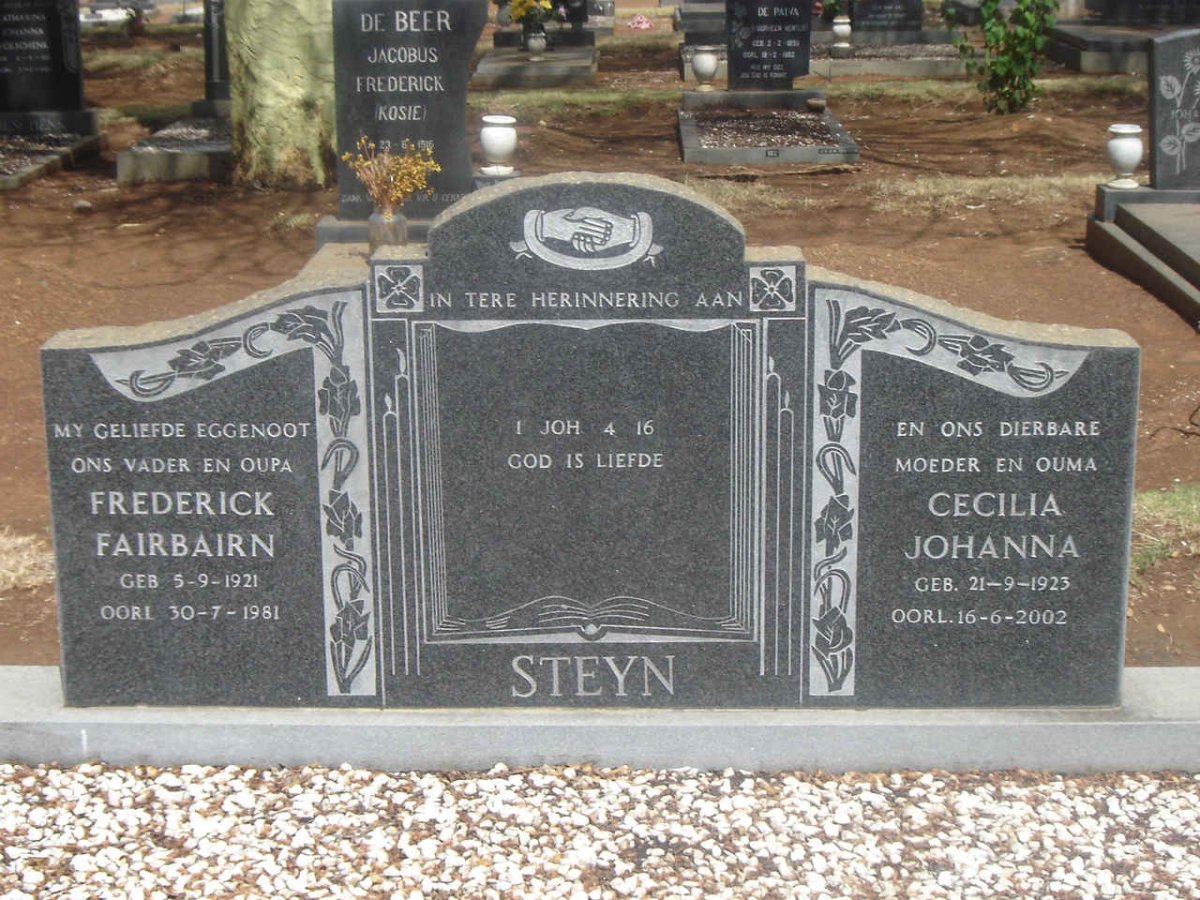 STEYN Frederick Fairbairn 1921-1981 &amp; Cecilia Johanna 1923-2002