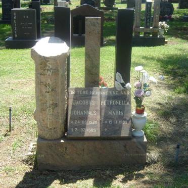 SWANEPOEL Jacobus Johannes 1928-1989 &amp; Petronella Maria 1933-