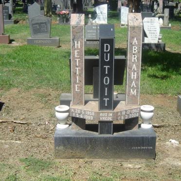 TOIT Abraham, du 1952-2004 &amp; Hettie 1958-1989