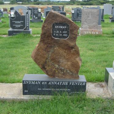 VENTER Snyman 1937-2003 &amp; Annatjie -
