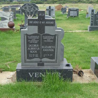 VENTER Jacobus Albertus 1957-2003 &amp; Elizabeth Amanda 1957-