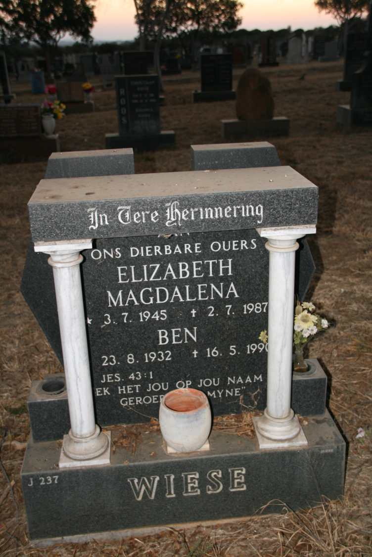 WIESE Ben 1932-1990 & Elizabeth Magdalena 1945-1987