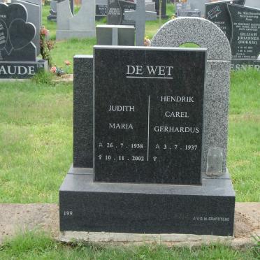 WET Hendrik Carel Gerhardus, de 1937- & Judith Maria 1938-2002