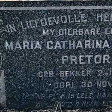 PRETORIUS Maria Catharina Petronella nee BEKKER 1907-195?