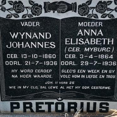 PRETORIUS Wynand Johannes 1860-1936 &amp; Anna Elisabeth MYBURG 1864-1936