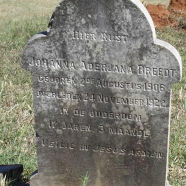 BREEDT Johanna Aderjana 1906-1922