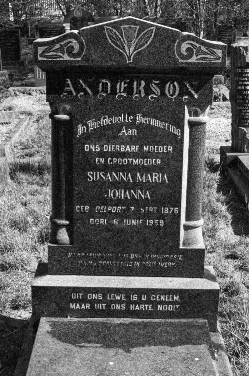 ANDERSON Susanna Maria Johanna nee DELPORT 1876-1959