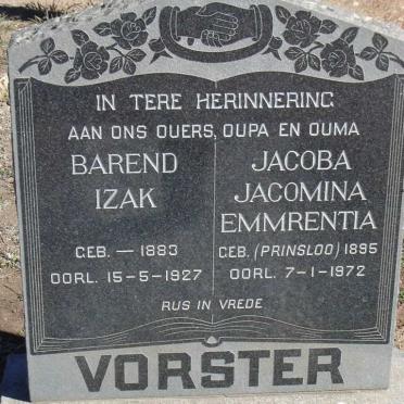 VORSTER Barend Izak 1883-1927 &amp; Jacoba Jacomina Emmrentia nee PRINSLOO 1895-1972 :: VORSTER Pieter Jacobus 1919-2001
