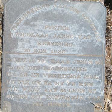 RENSBURG Pieter Nicolaas, Janse van -1939