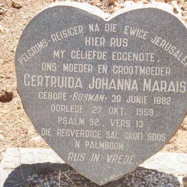 MARAIS Gertruida Johanna nee BOSMAN 1882-1959