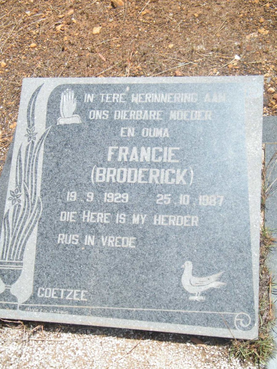 ? Francie nee BRODERICK 1929-1987