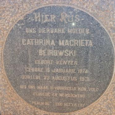 BEIROWSKI Cathrina Magrieta nee VENTER 1874-1931