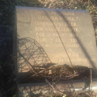 BEER Jacoba Maria, de voorheen ORSMOND nee VAN SKALKWYK 1866-1936