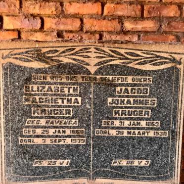 KRUGER Jacob Johannes 1863-1978 &amp; Elizabeth Magrietha HAVENGA 1868-1939