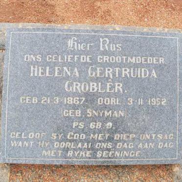 GROBLÊR Helena Gertruida nee SNYMAN 1867-1952