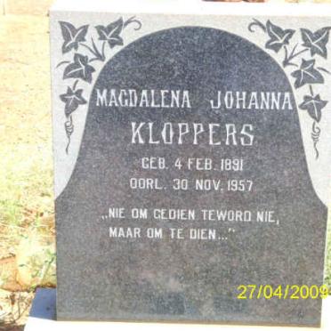 KLOPPERS Magdalena Johanna 1891-1957