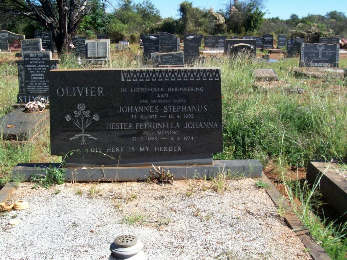 OLIVIER Johannes Stephanus 1877-1935 &amp; Hester Petronella Johanna MEIRING 1889-1974