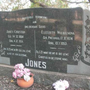 JONES James Christian 1864-1951 &amp; Elizabeth Wilhelmina PRETORIUS 1874-1953