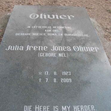 OLIVIER Julia Irene Jones nee NEL 1923-2009