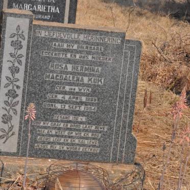 KOK Rosa Hermina Magdalena nee VAN WYK 1888 -1954