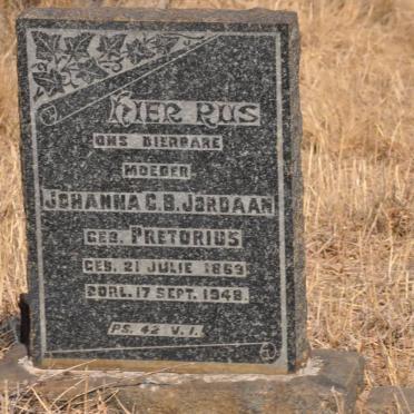 JORDAAN Johanna C.B. nee PRETORIUS 1869-1948