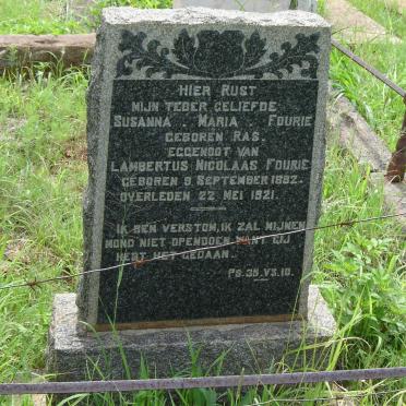 FOURIE Susanna Maria nee RAS 1882-1921