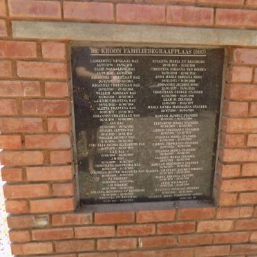 5. Gedenkmuur - De Kroon familiebegraafplaas 1887