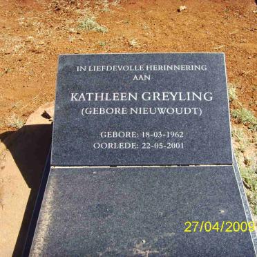 GREYLING Kathleen nee NIEUWOUDT 1962-2001