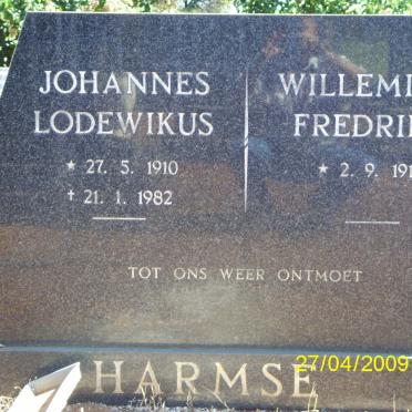 HARMSE Johannes Lodewikus 1910-1982 &amp; Willemina Fredrika 1918-